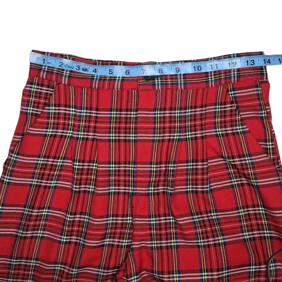 URBAN RENEWAL red plaid high waist tapered pants - Picture 6 of 8